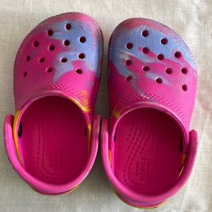 Multicolored Crocs.Baby size 5. Like new condition
